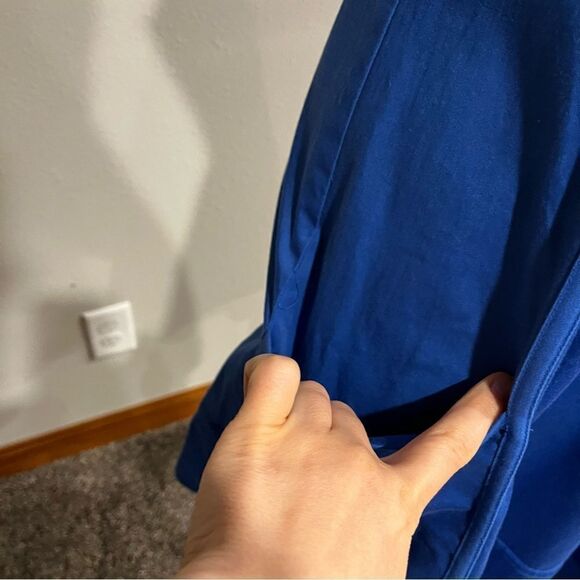 One shoulder navy fitted dress with pockets - Picture 7 of 13